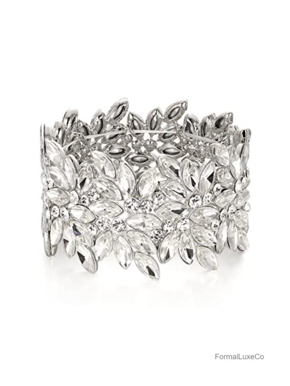 Crystal Marquise Art Deco Vintage Wedding Prom Stretch Bracelet Costume Party